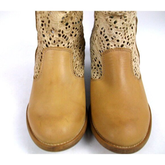 Cool Way Womens Leather Ankle Boot Tan Size 9 Zip Pre Owned - Picture 2 of 11